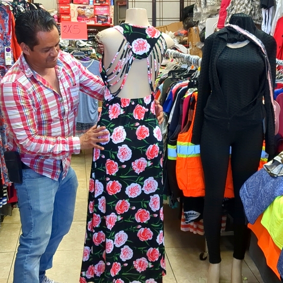 JINSEMINGXIA BLACK FLORAL DRESS XL - Picture 4 of 4